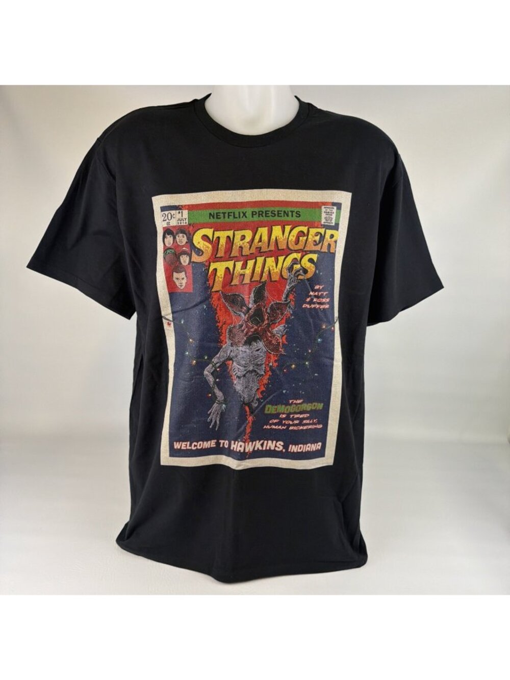 Stranger Things T-Shirt Mens XL Black Demogorgon Comic Book Graphic Tee New TAGS